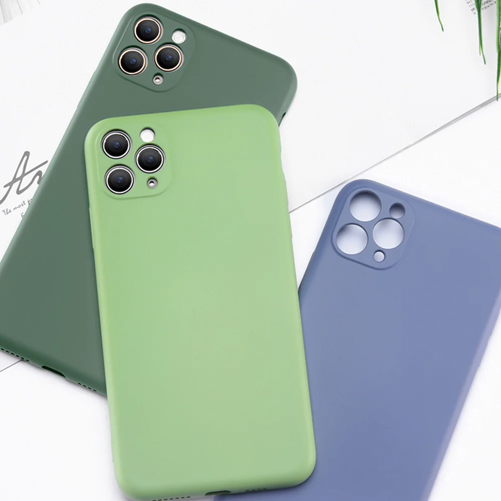 

Luxury Liquid Silicone Soft Case on For iPhone 12 11 Pro Max SE 2020 Camera Protection Case For iPhone X Xr Xs Max 7 8 6 6s plus