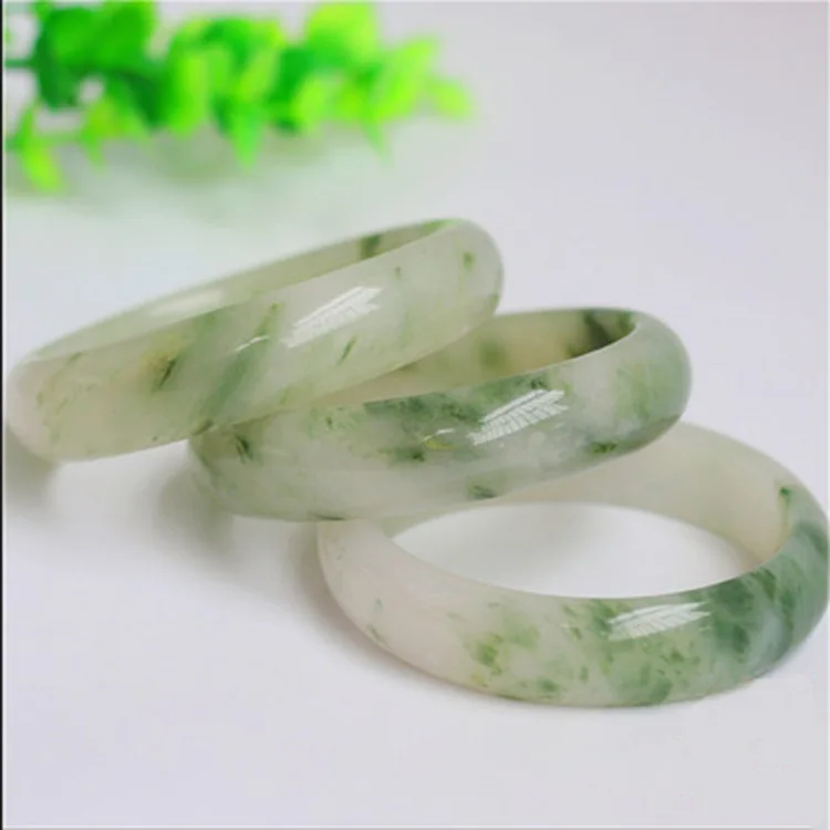 

Natural Green Jadeite Jade Flower Bangle Bracelet Fashion Temperament Jewelry Gems Accessories Gifts Wholesale