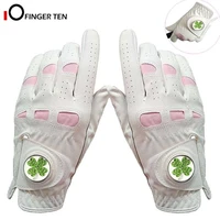 deluxe leather comfortable golf gloves women pair with ball marker left right hand all weather grip size s m l xl