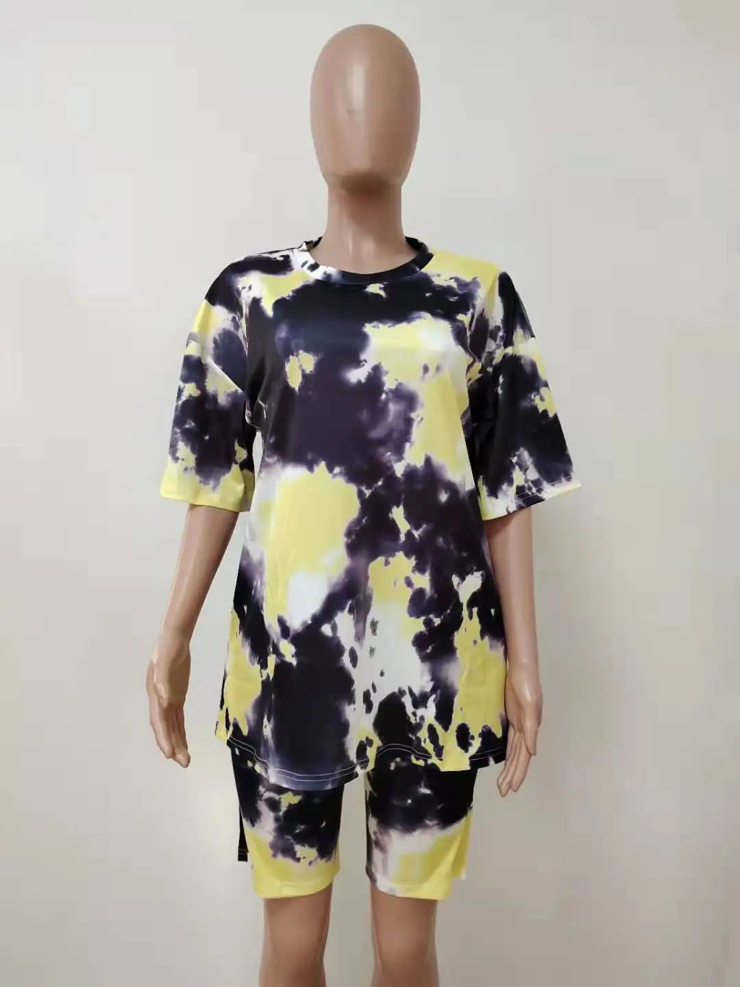 

Summer Women Short Sets Printed Tie Dye Two Piece Tracksuit