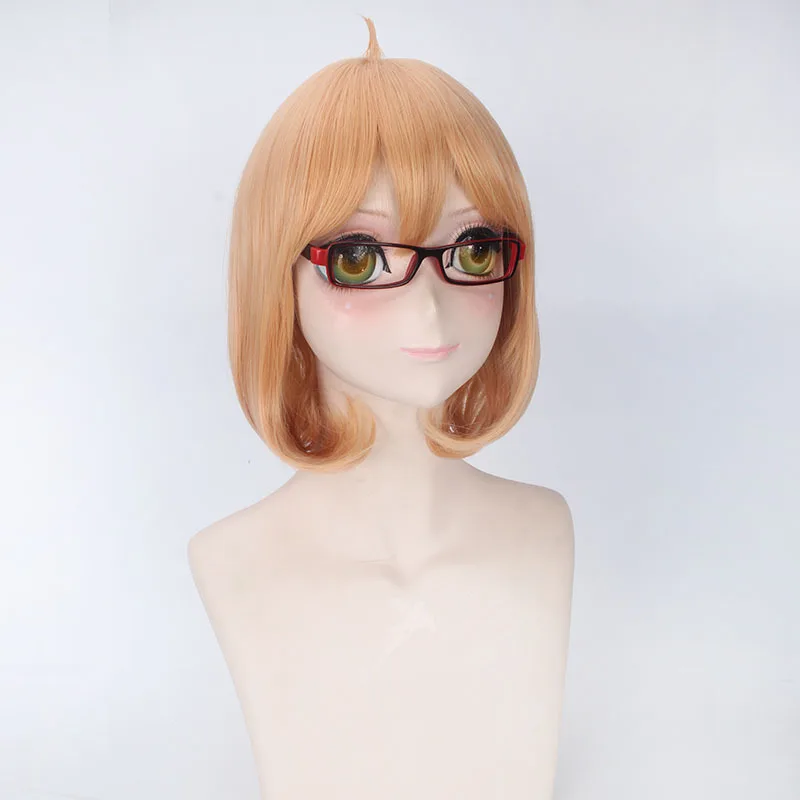 Kyokai No Kanata Мирай Курияма короткий оранжевый розовый синтетический парик для