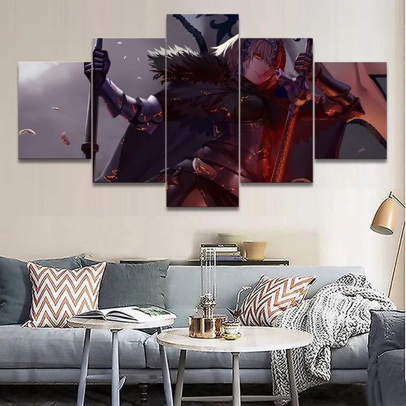 

5 Pieces Fate Grand Oeder Canvas Painting Animation Pictures Wall Art Prints Modular Poster For Living Room Home Decor