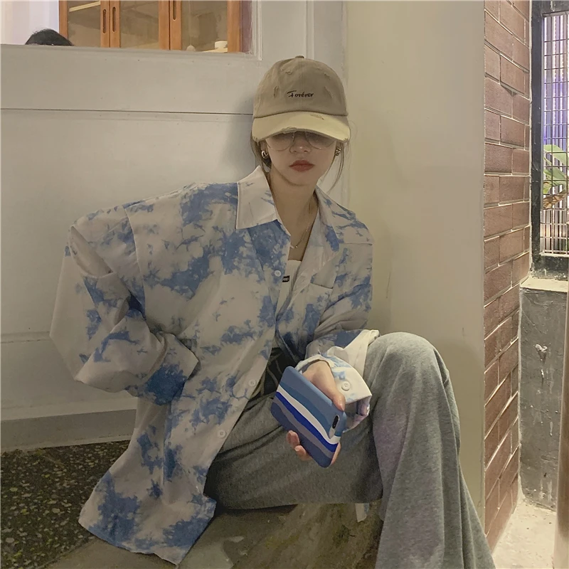 Корейский шикарный нежный темпераментный Новинка Весна 2021 просторная рубашка с