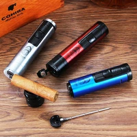 lubinski portable butane cigar lighter torch gas windproof jet lighter punch cigar needles drill hole accessories cigar holder