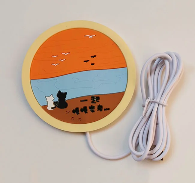 Style9 USB теплее гаджет мультфильм Силиконовые тонкие чашки-Pad кофе чай напиток usb нагревательный лоток кружка Pad хороший подарок - Цвет: Style9