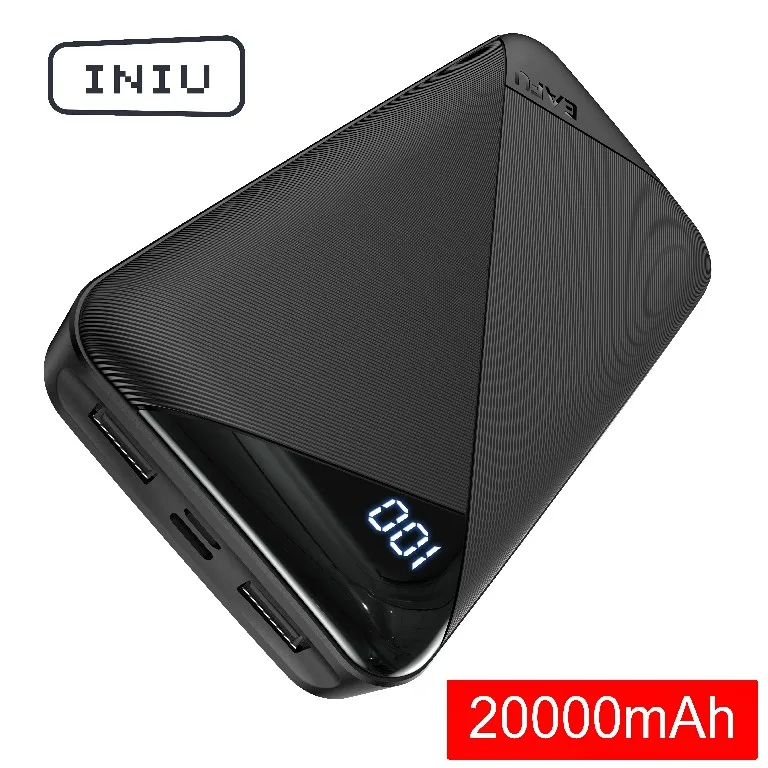 INIU 20000mAh 2.4A power Bank 2 USB светодиодный дисплей портативное зарядное устройство bank для