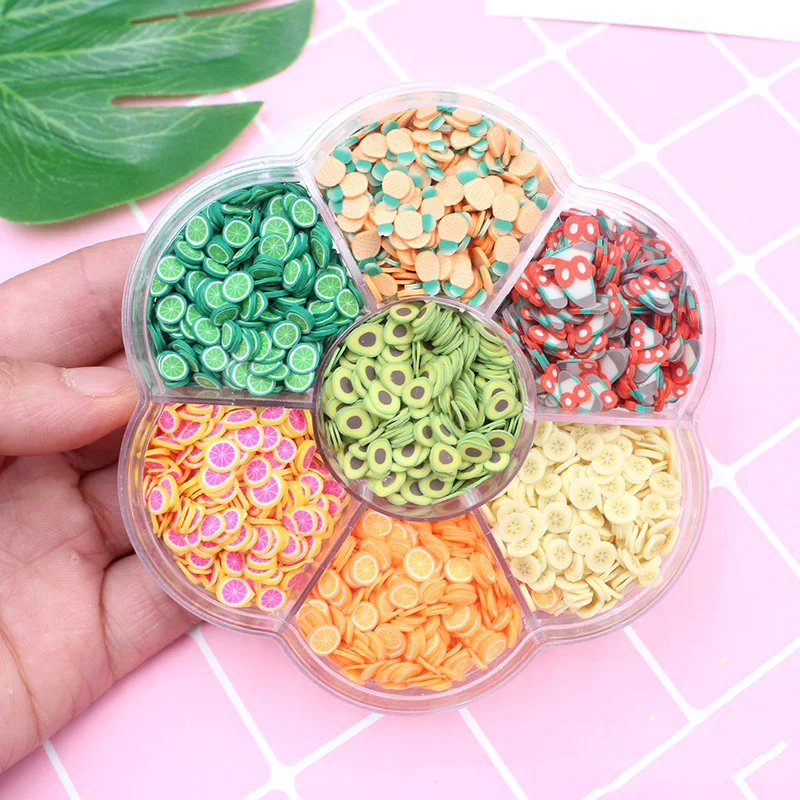 series2 1 коробка Fimo полимерный фруктовый кусочек горячей глины разбрызгивает для рукоделия слайм материал аксессуары DIY искусство ногтей поддельные украшения торта 5*1 мм - Цвет: series2