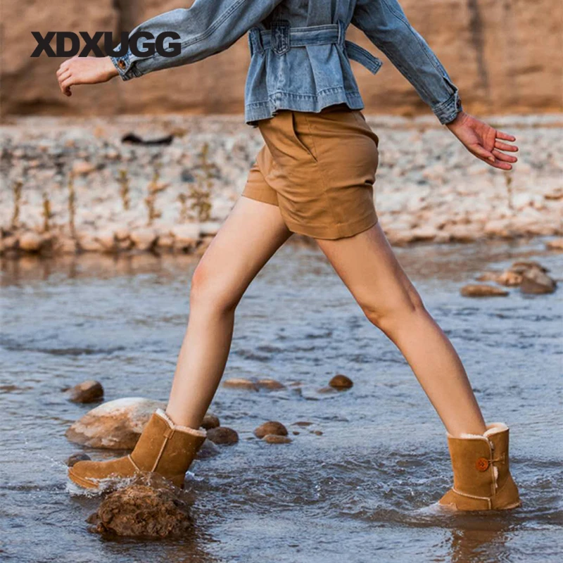 Зимние сапоги XDXUGG до середины икры из коровьей замши высококачественные модные