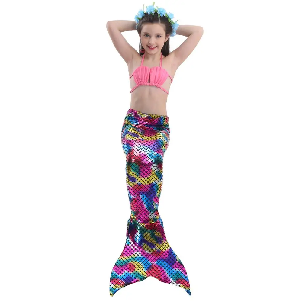 

3pcs Children Mermaid Tails For Swimming Girls Swimsuit Mermaid Swimwear Tails Swimsuit Bikini Sets