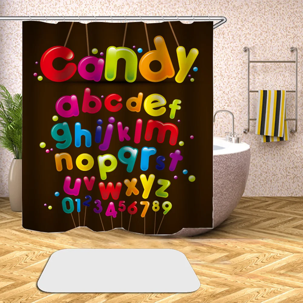 Лидер продаж набор для ванной комнаты с 3D-принтом и надписью занавеской душа