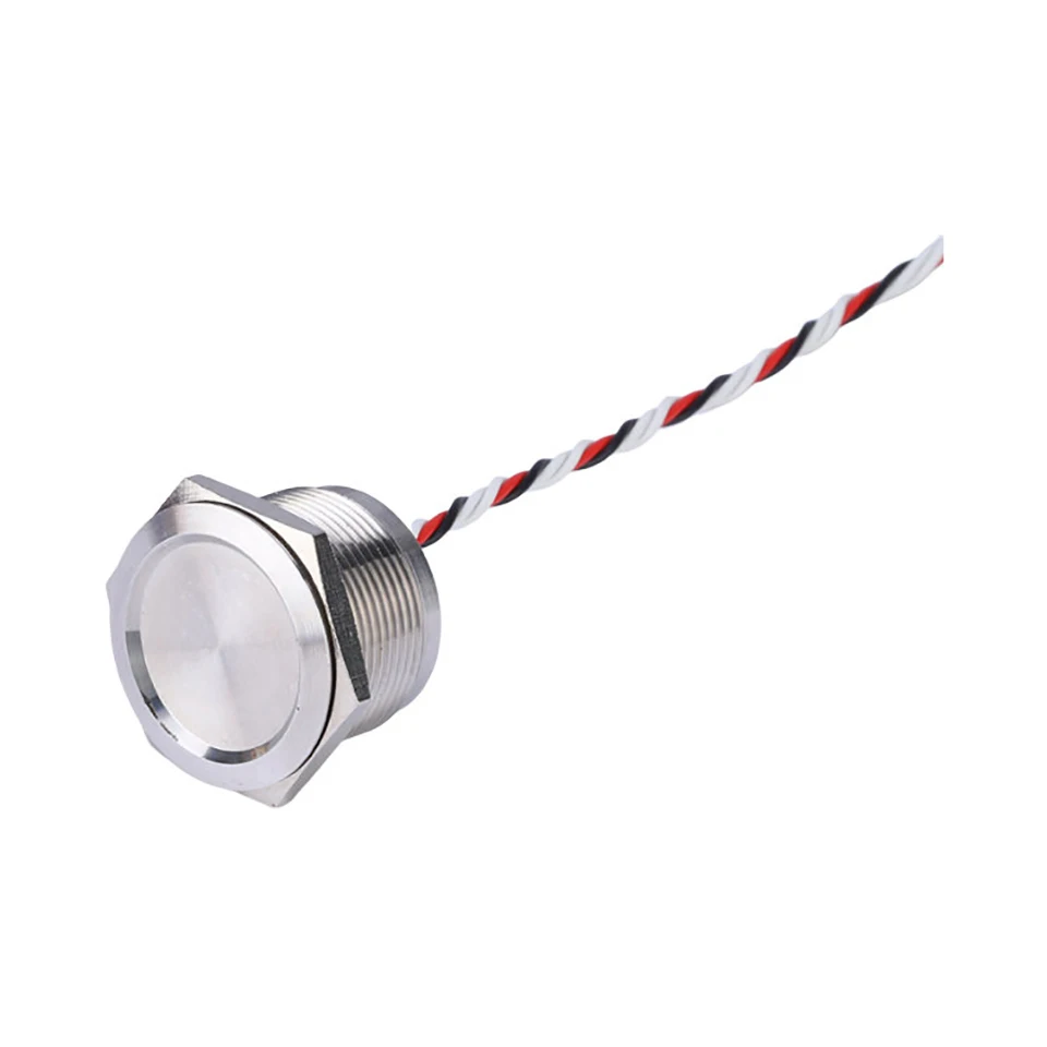 22mm Underwater Push Button Concave Head Waterproof Stainless Steel Piezoelectric IP68 Piezo Switch with AWG26 30MM Cable