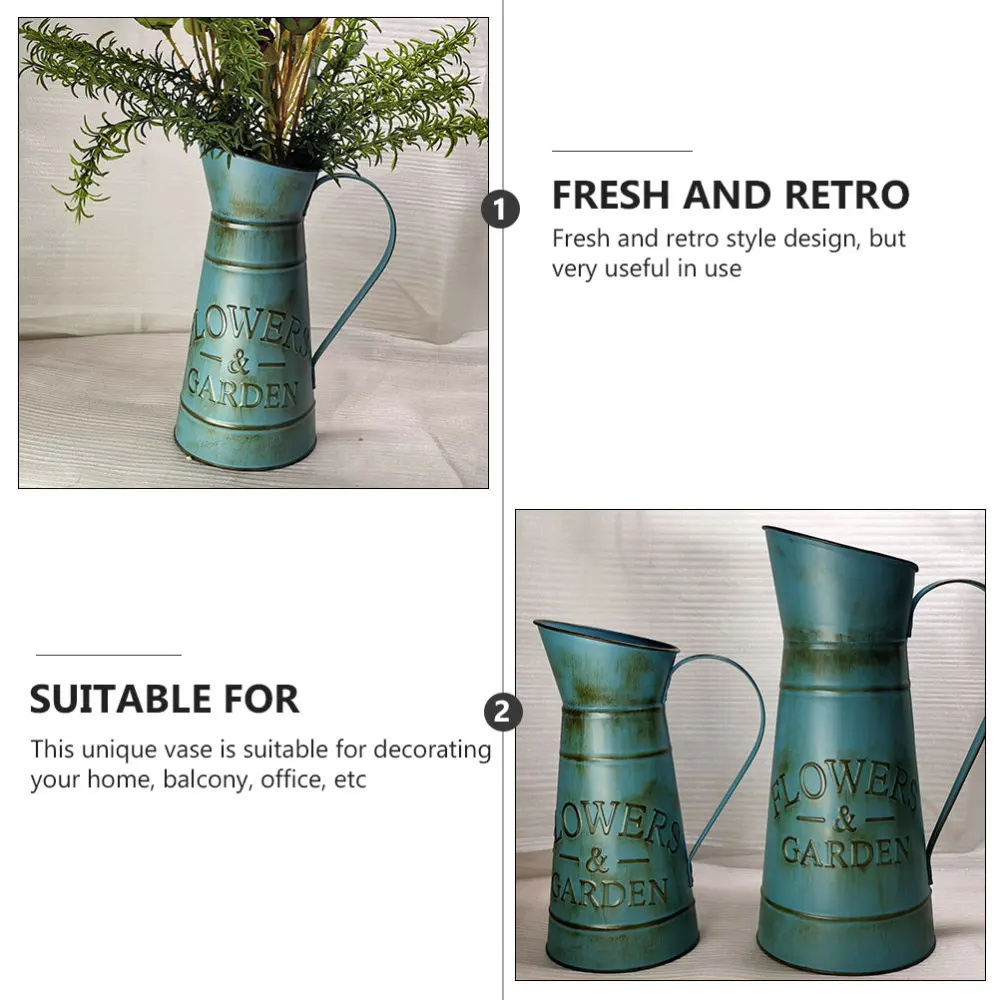 

1Pc Household Iron Art Vase Dried Flower Arrangement Kettle Home Decor (Blue)