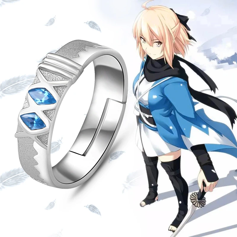 Новый аниме Fate Grand Order кольцо Okita Souji Sakura Saber Регулируемый из стерлингового серебра