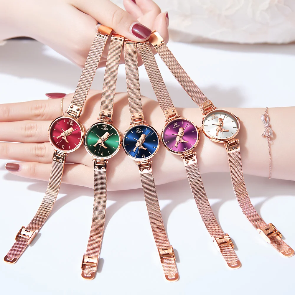 

OLEVS bird ultra thin waterproof ladies watch, birthday valentine gift watch ladies trend simple quartz watches 6890
