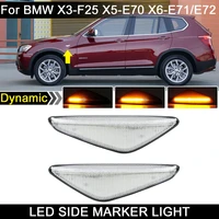 for bmw e70 e71 x5 e72 x6 f25 x3 clear lens car front dynamic amber led side marker light turn signal lamp