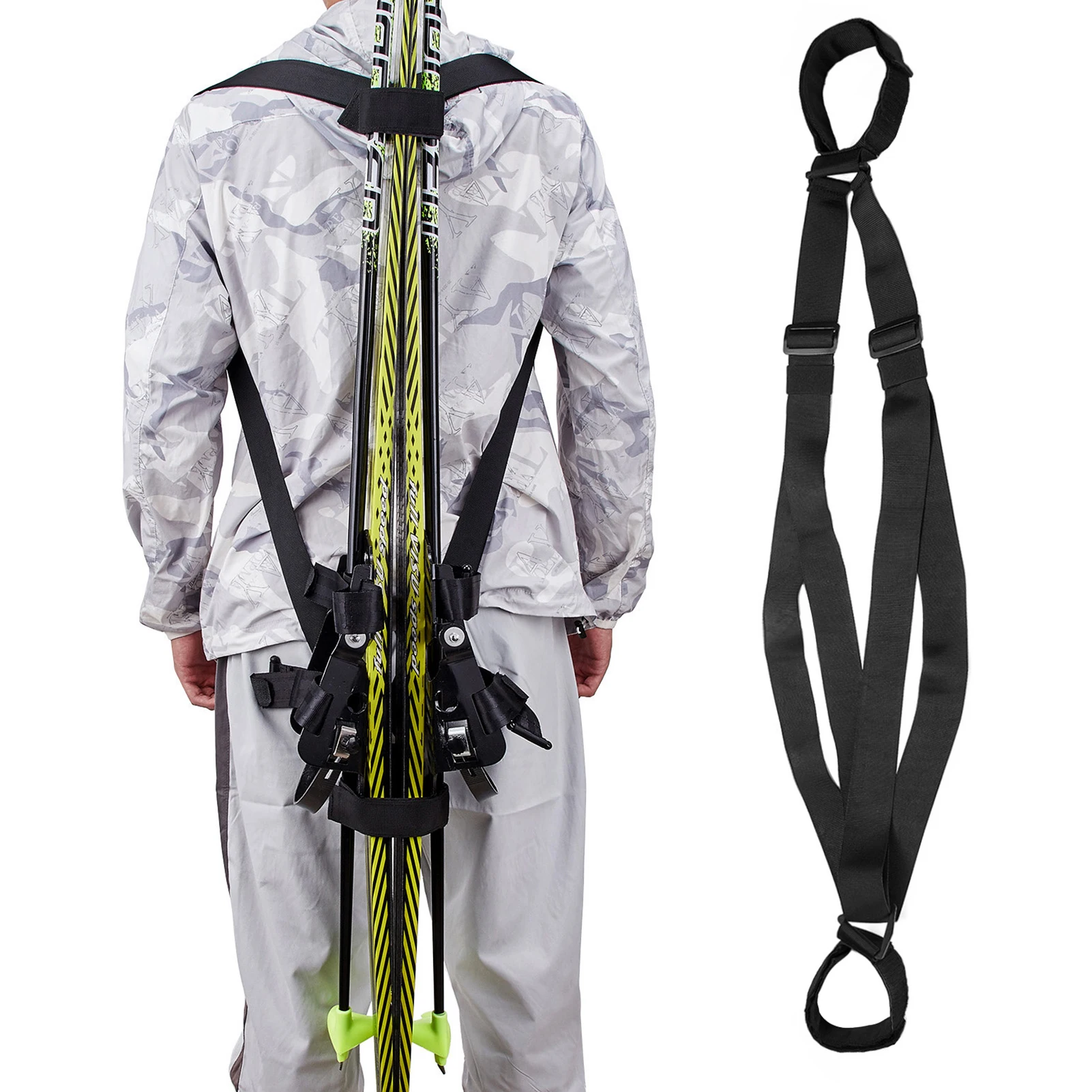 

Premium Ski Straps with Hoop&loop Adjustable Skiing Supplies Adjustable Length Prevent Back Pain Fits Regular/Large Skis gift