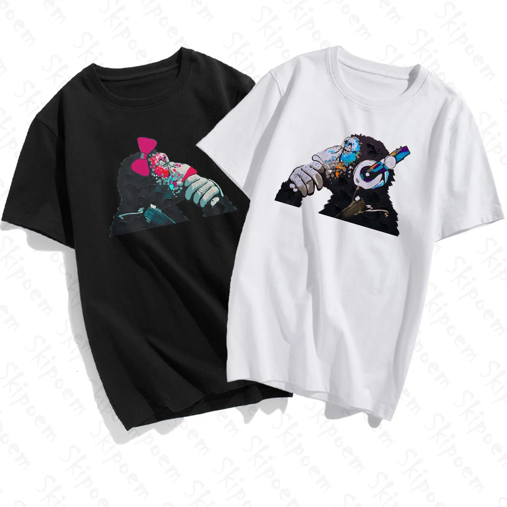 Пара обезьян носить футболка с изображением наушников для женщин Tumblr Винтаж