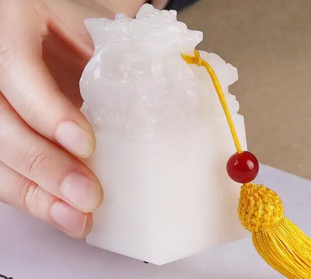 Печать Китайский дракон гравировка Нефритовое украшение Даньдун камень имя