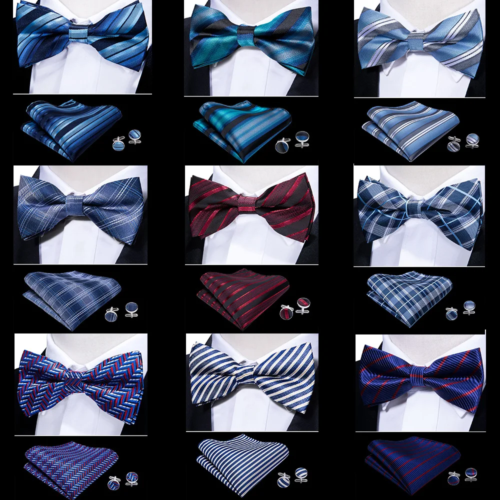 Синий Полосатый пре-галстук-бабочка для Для мужчин галстук-бабочка шелк Бабочка