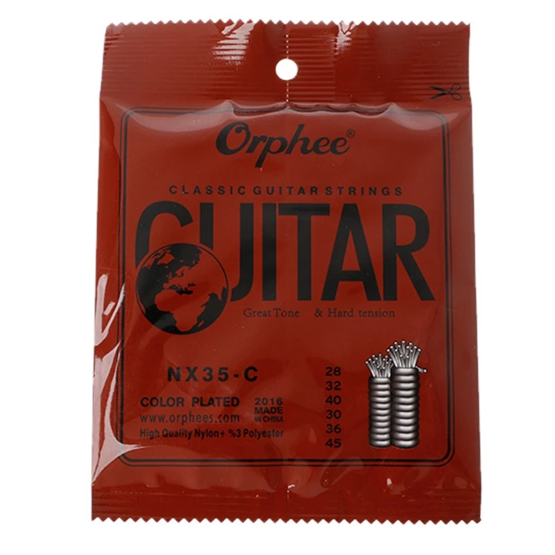 Orphee NX35-C 6 шт. струн для классической гитары 028-045 дюймов с нейлоновым сердечником и