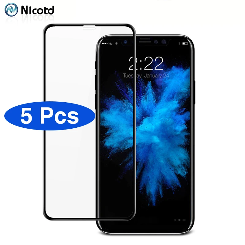 5 шт. закаленное стекло с полным покрытием для iPhone 7 Plus 6 6s 8 Защита экрана X XS MAX XR на