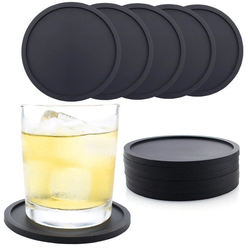 

1pcs Round Heat Resistant Silicone Mat Drink Cup Coasters Non-slip Pot Holder Table Placemat Kitchen Accessories Table Mats