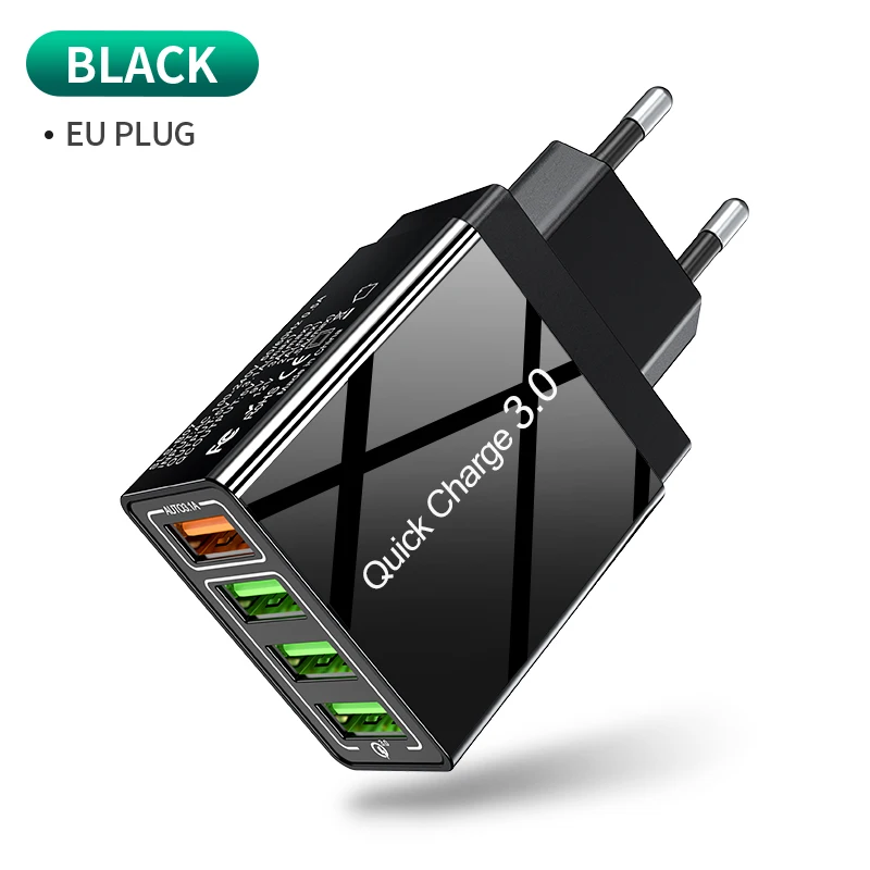 Udyr Quick Charge 3,0 4,0 USB зарядное устройство для iPhone 8 7X11 Smausng S10 Xiaomi huawei быстрое зарядное устройство QC3.0 настенное зарядное устройство для мобильного телефона - Тип штекера: Black-EU Plug