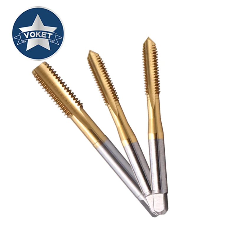 

HSSE With Tin Hand Tap UNC 1-64 2-56 3-48 4-40 5-40 6-32 8-32 10-24 12-24 1/4 5/16 3/8 7/16 1/2 9/16 5/8 3/4 Screw Thread Taps
