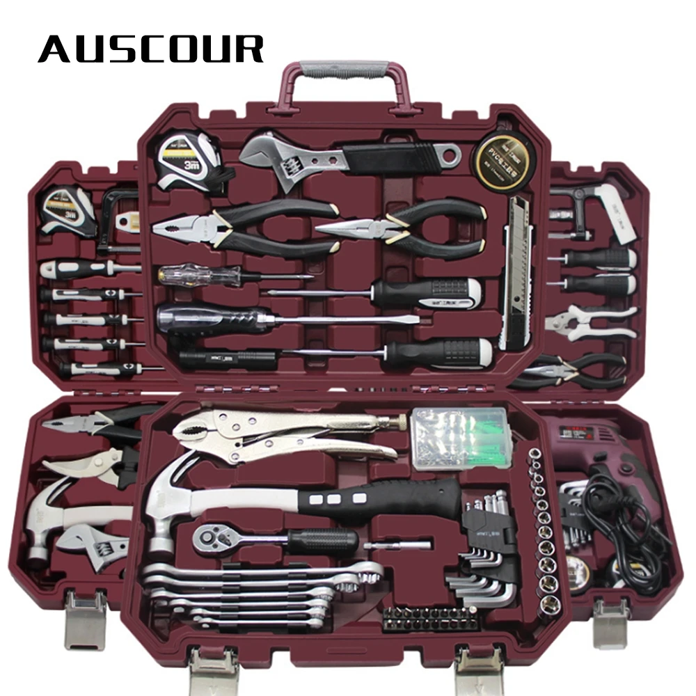 Набор инструментов для домашнего ремонта 63 шт. ударная отвертка плоскогубцы