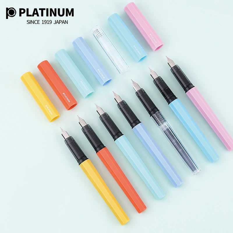 

Japanese PLATINUM Small Meteor Fountain Pen PQ200 Macaron Color Student Writing Practice Pens Drifting Tube