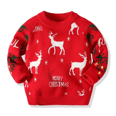 

Autumn Winter New Kids Sweaters Fashion Christmas Clothes Sweater for Boys Baby Girls Cartoon Elk Knitted Sweaters Pullover Tops