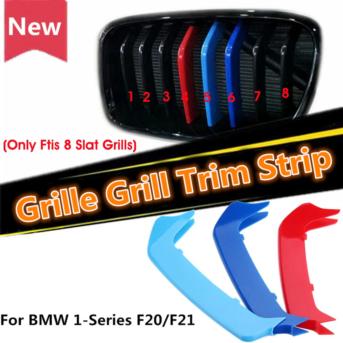 x-3Pcs Tricolor Plastic Front Center Grille Cover Trim For BMW 1Series F20/F21 12-14