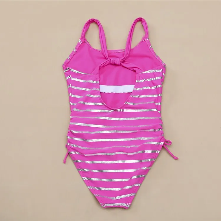 Женский слитный купальник с юбкой-годе полосатый лямкой на шее и блестками 2020 |