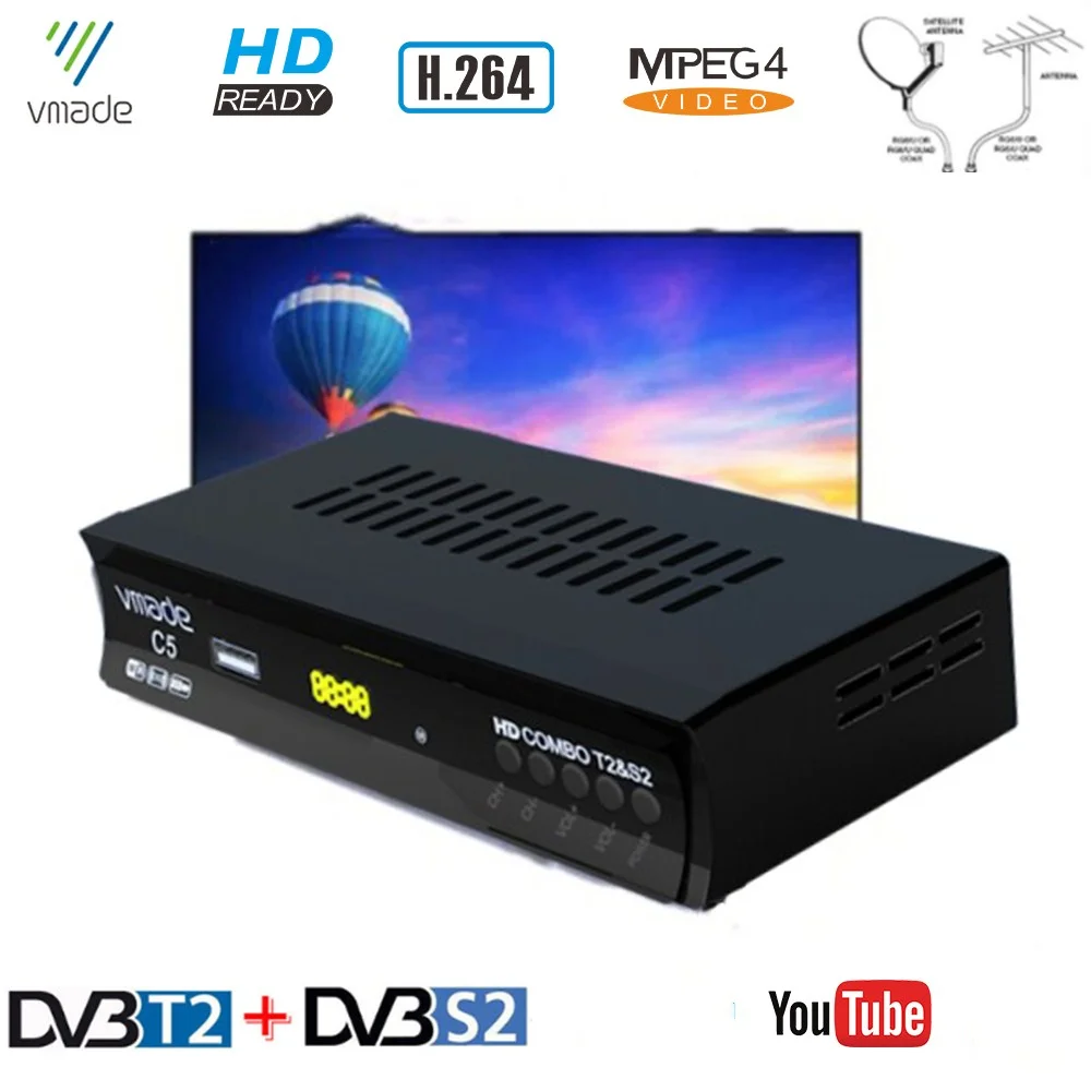Vmade HD цифровой наземный спутниковый ресивер комбо DVB T2 S2 Full 1080P H.264 ТВ тюнер