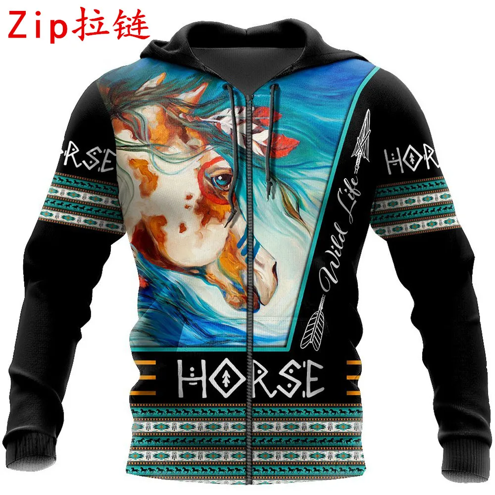 

Beautiful Native Horse Wild Life 3D Printed Mens Zipper Hoodies Autumn Unisex Streetwear Casual Jacket U18
