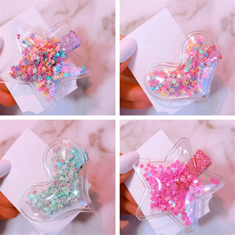 Детские заколки для волос 1 шт. пластиковые яркие цвета прозрачные звезда сердце