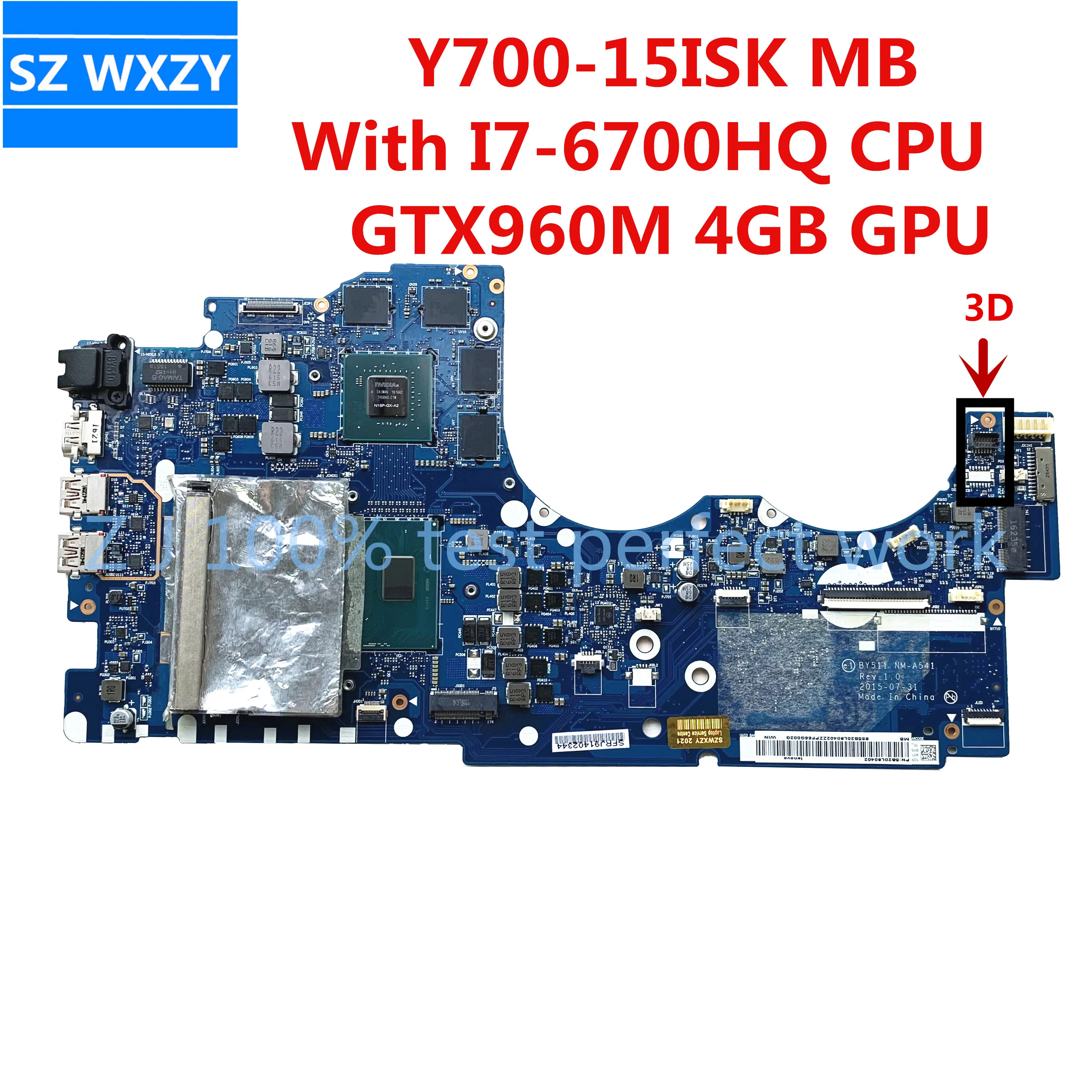 Для LENOVO Y700 15ISK материнская плата для ноутбука 5B20L80402 BY511 NM A541 с металлическим