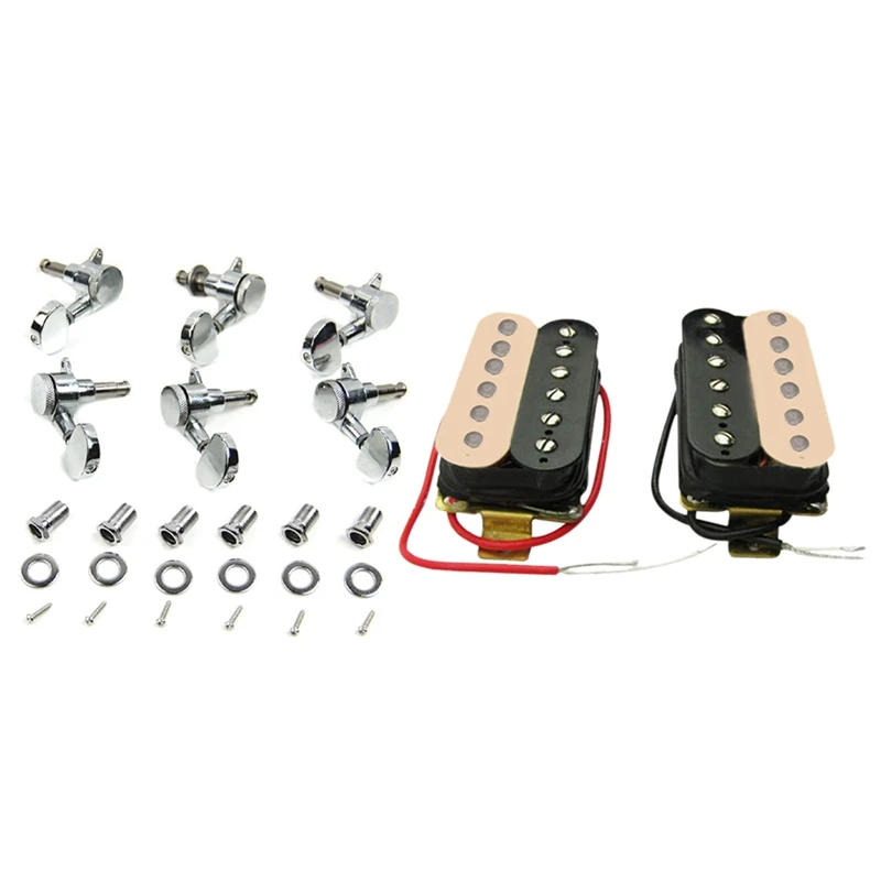 

1 Set Locking Guitar Tuners Pegs Tuning Machine Heads & 1 Set 50mm+52mm Humbucker Pickup Electric Guitar Pickups Set