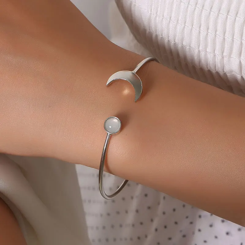 Женский браслет на запястье Sun Moon модный золотистого/серебристого цвета Открытый