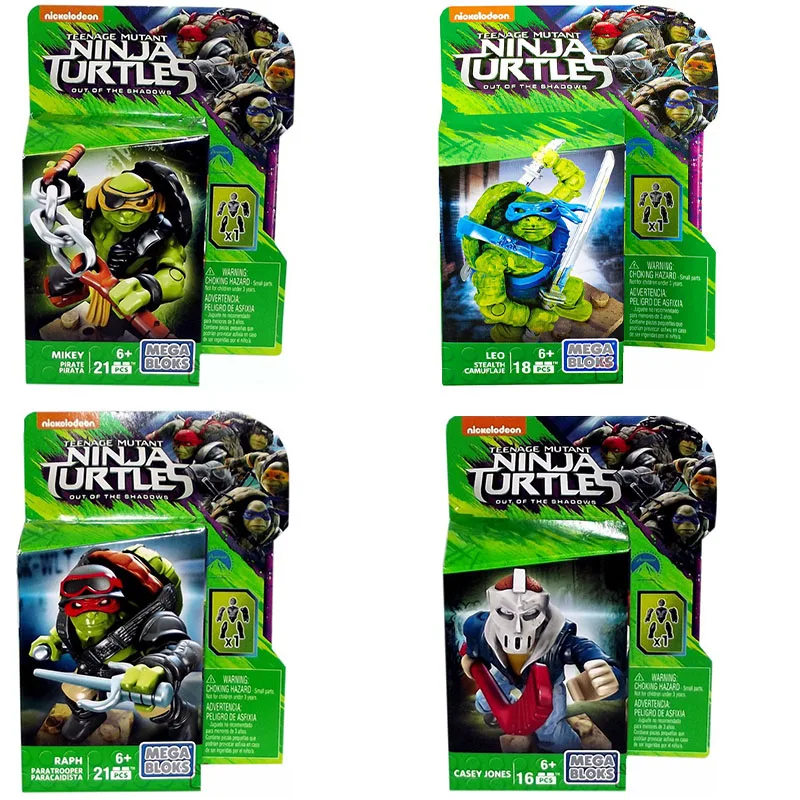 

3-7/set Mega Bloks Teenage Mutant Ninja Turtles Out of The Shadows Casey Jones Leo Raph Mikey Donnie Foot Soldier Action Figure