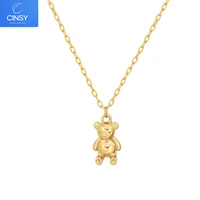 cinsy store necklace for women stainless steel necklace colar choker french chic jewelry sweet bear chain necklace for female