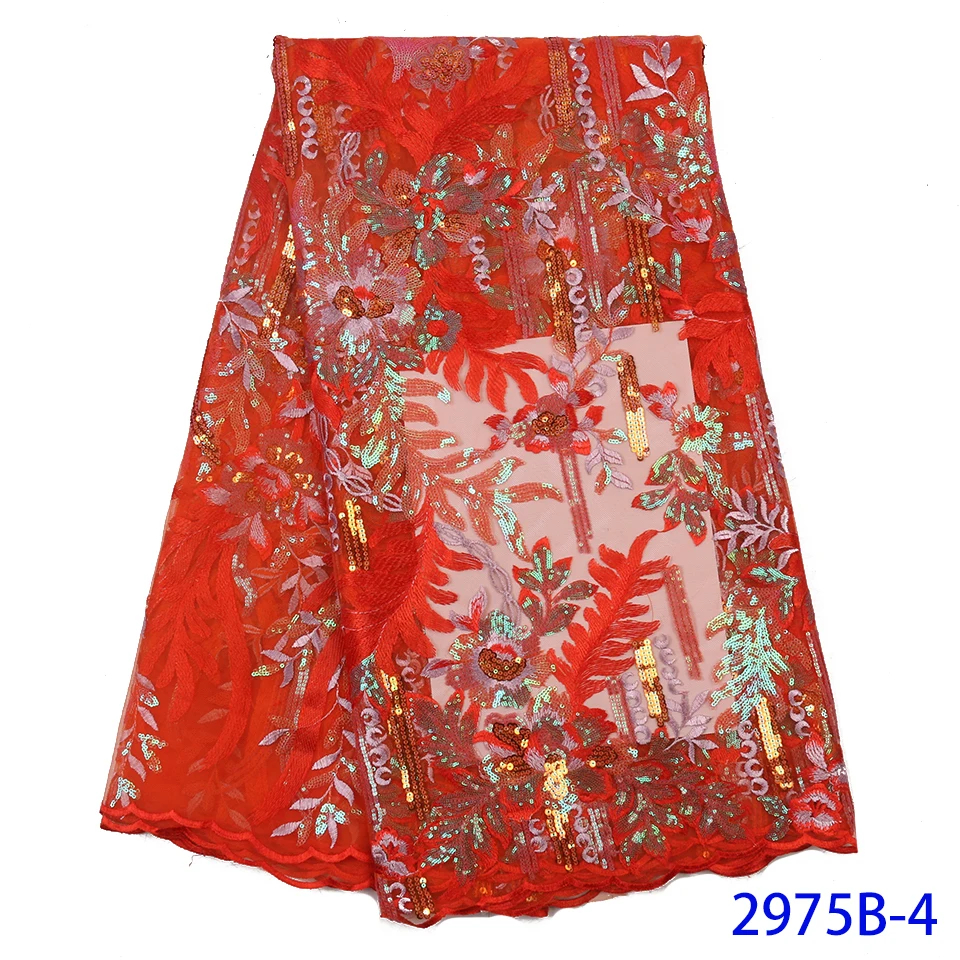 

2018 New Fabric with Sequins Embroidered Applique Mesh Tulle Latest African Fashion Designs Bridal Wedding Dress AMY2975B