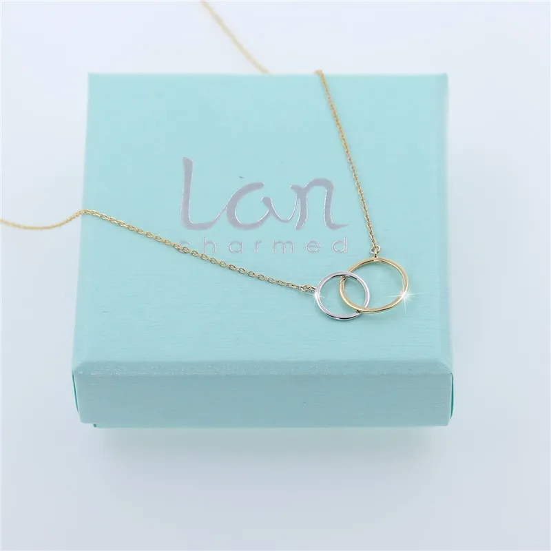 Lancharmed 925 пробы Серебряное переплетенное круглое ожерелье 14 к желтое золото