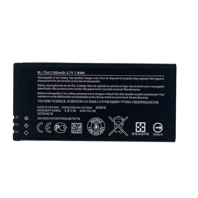 100% оригинал 2100 мАч BL-T5A батарея для Nokia Microsoft Lumia 550 730 735 738 RM1038 RM1040 высокое качество +