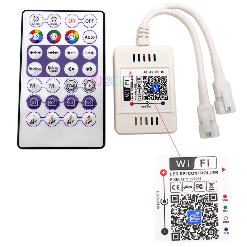 

Addressable Magic Home LED SPI Controller 2048 Pixel 28keys Remote Wifi Voice Controller For WS2811 SK6812 WS2812B LED Strip