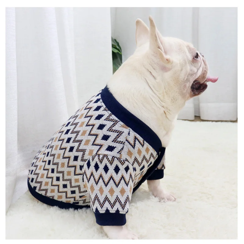 

French Bulldog Apparel Pet Clothing cardigan autumn Winter knitted pug Fat Puppy clothes Outfits for Small dog Sweater