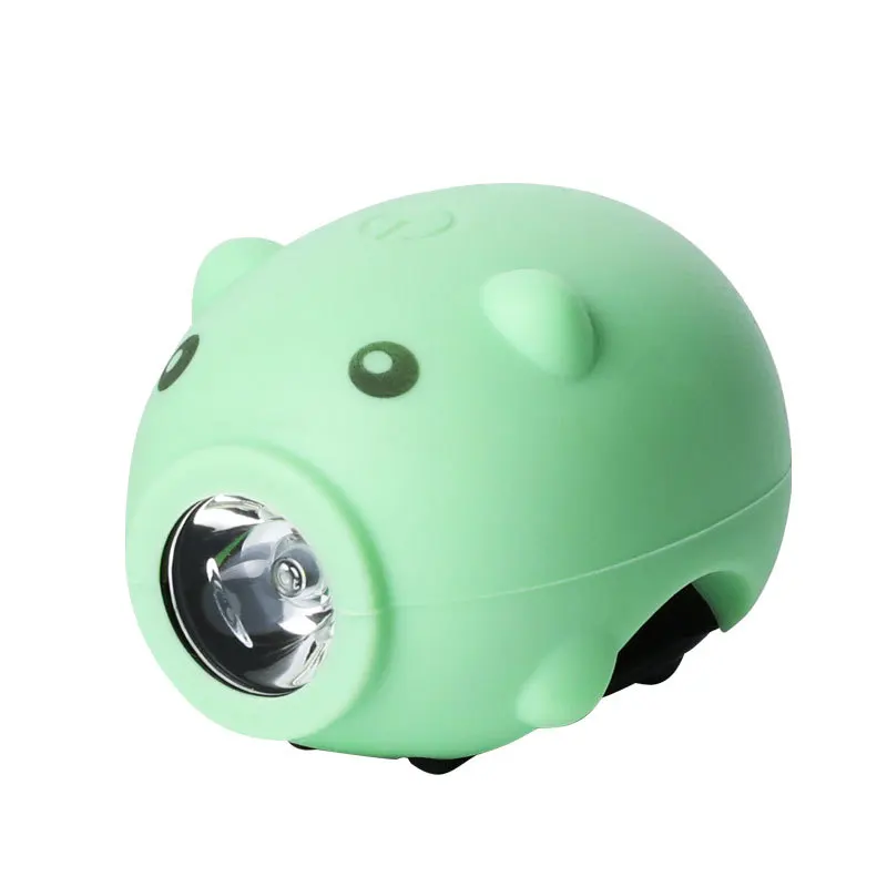 

New bicycle light with horn USB charging for children Cute Cartoon piggy bike lights riding accessories bicycle headlights