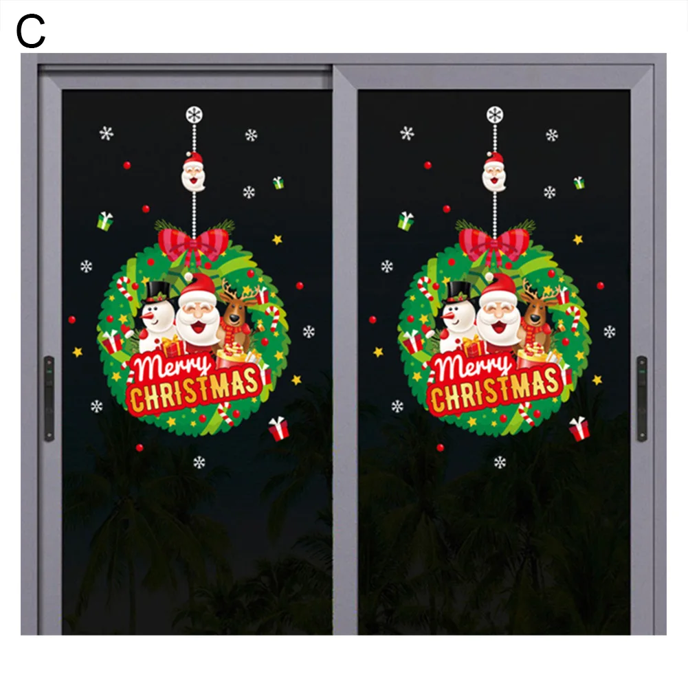 Рождественские украшения окна стеклянные Праздничные наклейки двухсторонняя