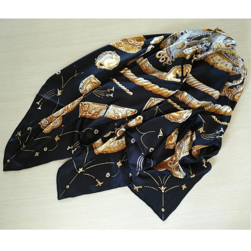 Fashion Prints 100% Silk Scarf Wraps Extra Large Square Shawl for Women