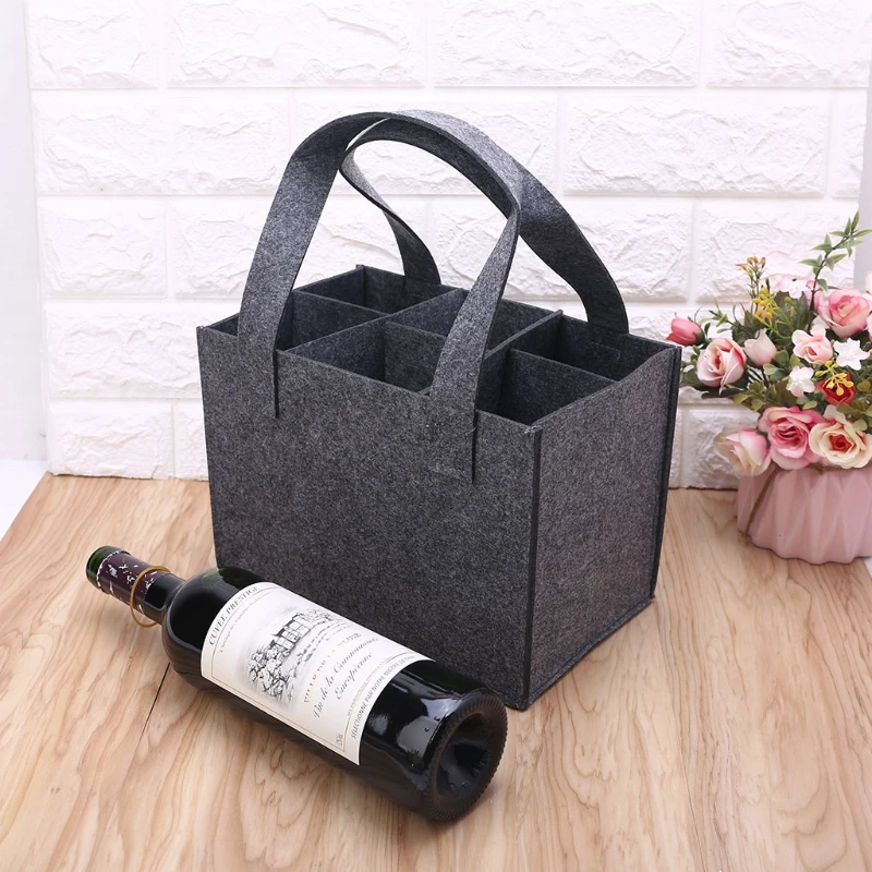

6 Bottle Wine Carrier Tote Reusable Grocery Bags for Travel Camping Picnic Q1QA